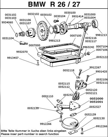  Behelfszeichung Ölwanne, Ölpumpe, Nockenwelle R26,27  
