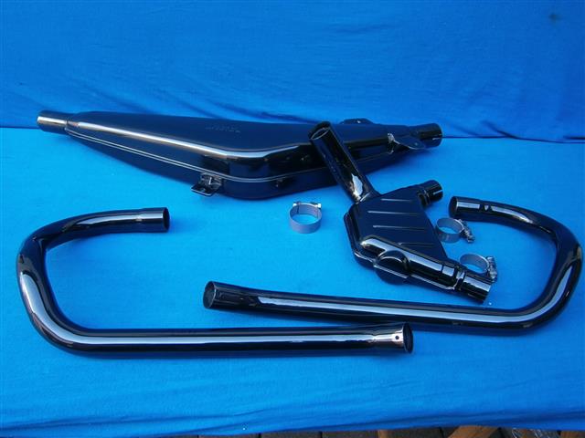 Auspuffanlage R80 G/S schwarzverchromt Krümmer, Vorschalldämpfer, Nachschalldämpfer, Schellen n.l.