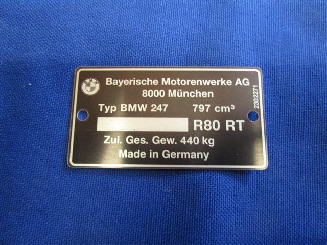 Typenschild R80 RT 09/84